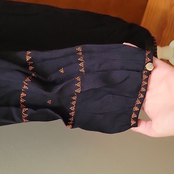 Madewell | Black Embroidered Signal Dress with Orange Stitching in size Small - Picture 6 of 11